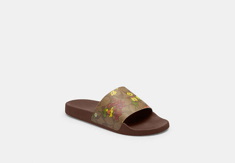 Coach Outlet Uli Sport Slide In Signature Canvas With Floral Print In Brown