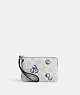 COACH®,CORNER ZIP WRISTLET IN SIGNATURE CANVAS WITH BLUEBERRY PRINT,pvc,Silver/Chalk/Light Violet,Front View