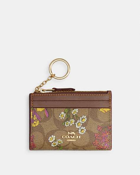 Mini Skinny Id Case In Signature Canvas With Floral Print