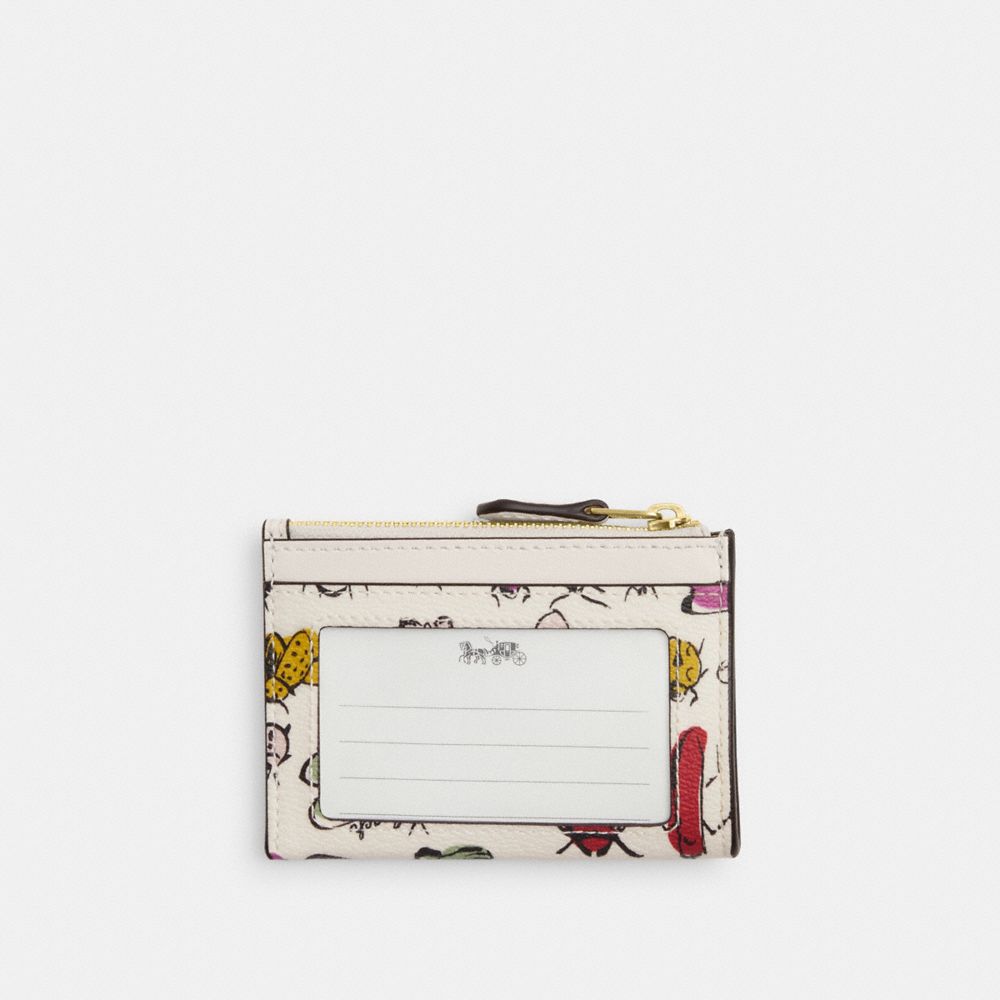 COACH®,MINI SKINNY ID CASE WITH CREATURE PRINT,Novelty Print,Gold/Chalk Multi,Back View