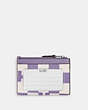 COACH®,MINI SKINNY ID CASE WITH CHECKERBOARD PRINT,pvc,Silver/Light Violet/Chalk,Back View