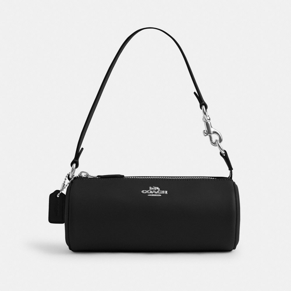 COACH®,NOLITA BARREL BAG,Smooth Leather,Mini,Silver/Black,Front View