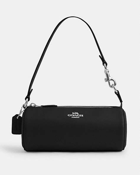COACH®,NOLITA BARREL BAG,Leather,Mini,Silver/Black,Front View
