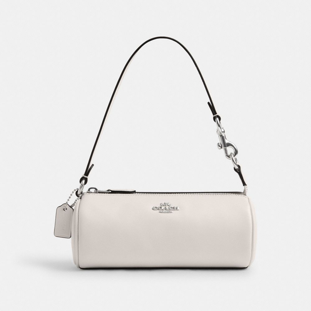 COACH®,NOLITA BARREL BAG,Leather,Mini,Silver/Chalk,Front View