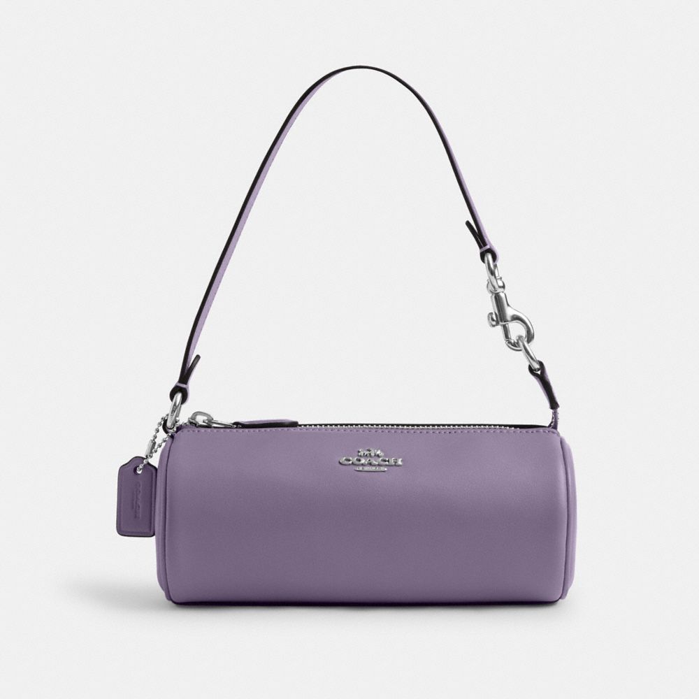 COACH®,NOLITA BARREL BAG,Smooth Leather,Mini,Silver/Light Violet,Front View