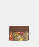 COACH®,SLIM ID CARD CASE IN SIGNATURE CANVAS WITH FLORAL PRINT,pvc,Gold/Khaki Multi,Front View