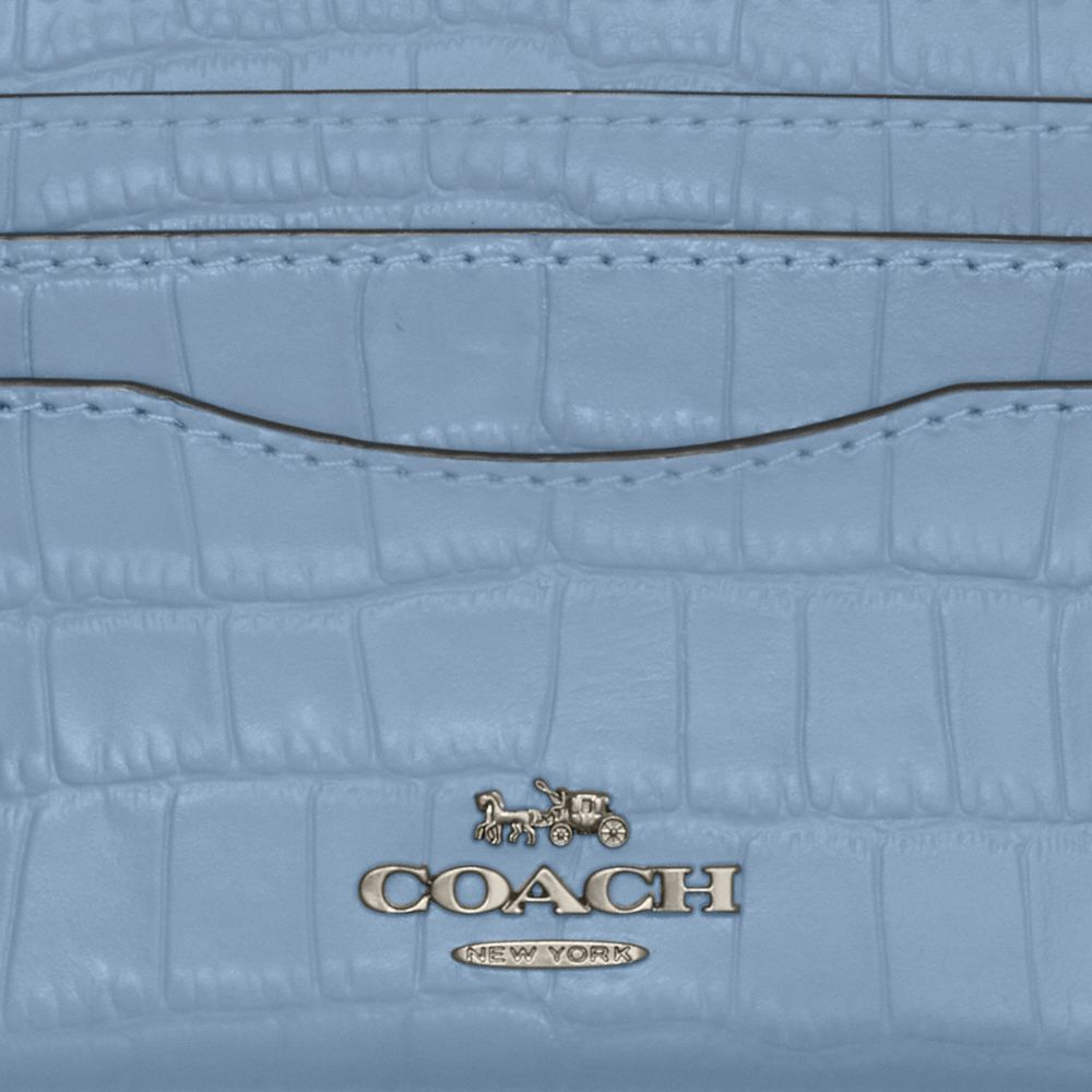 COACH®,SLIM ID CARD CASE,Novelty Leather,Gunmetal/Cornflower