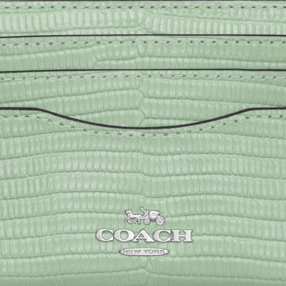 COACH®,SLIM ID CARD CASE,Novelty Leather,Silver/Pale Green