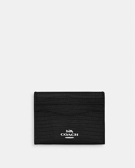 COACH®,SLIM ID CARD CASE,Métal,Argenté/Noir,Front View