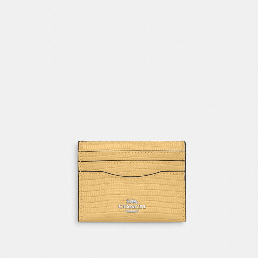 COACH®,SLIM ID CARD CASE,Métal,Argent/Foin,Front View