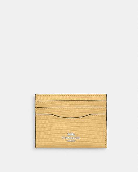 COACH®,SLIM ID CARD CASE,Metal,Silver/Hay,Front View