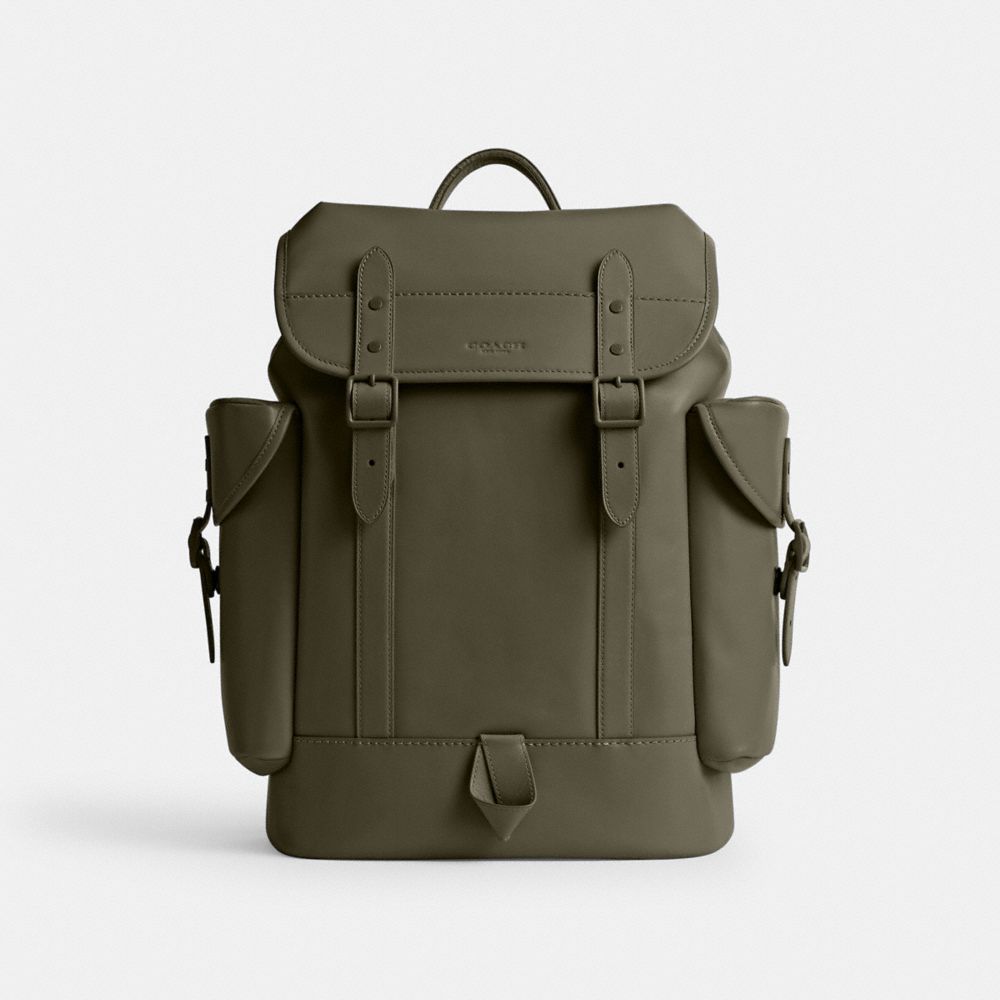 COACH®,HITCH BACKPACK,Calf Leather,Large,Army Green,Front View