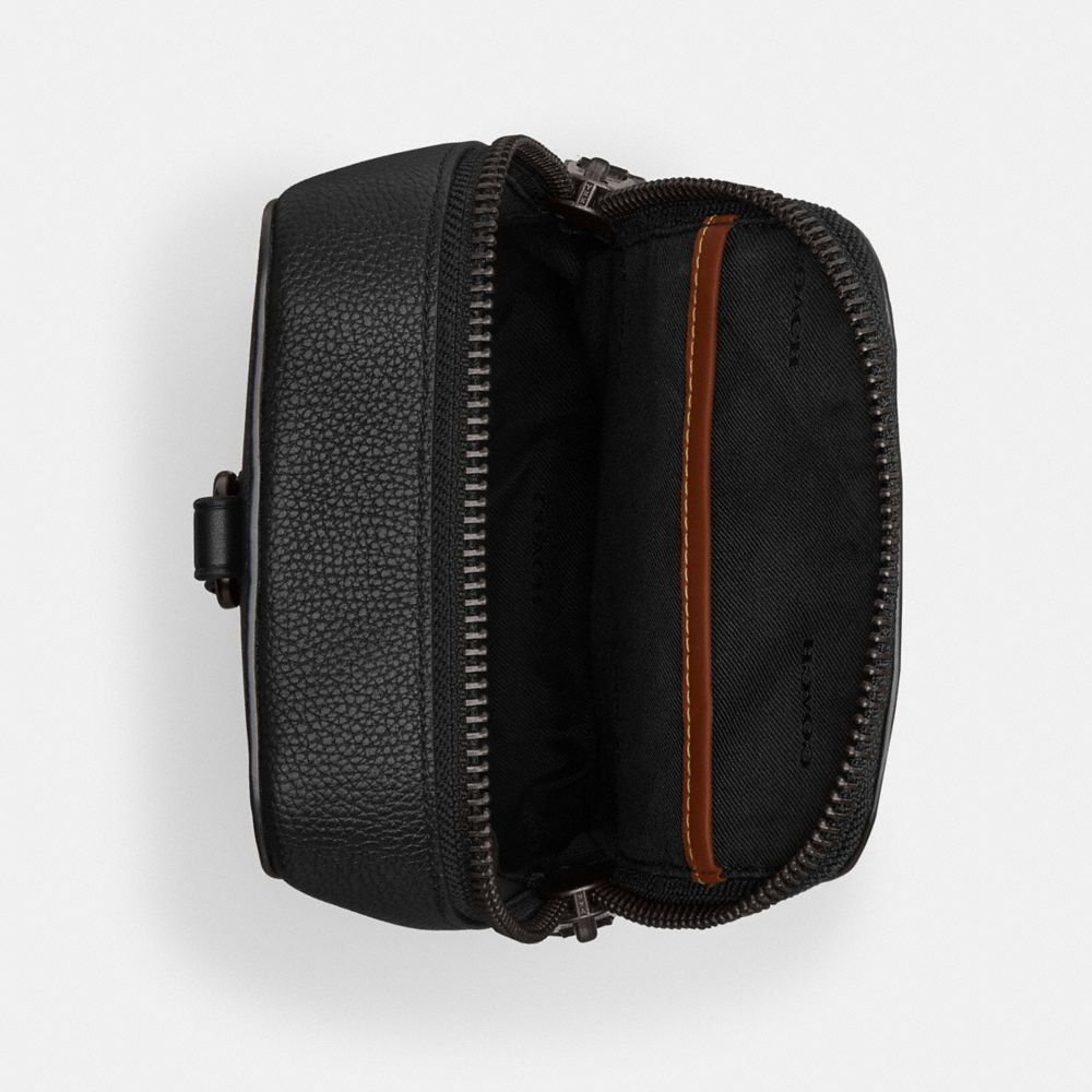 COACH®,Gotham Sling Pack 13,Leather,Calfskin Leather,Slingback,Embossed,Logo,Adjustable,Casual,Black,Inside View,Top View