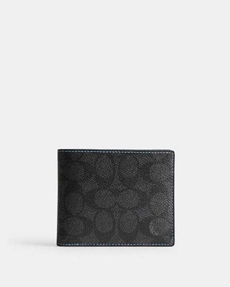 COACH®,3-IN-1 WALLET IN SIGNATURE CANVAS,Mini,Charcoal/Blueberry,Front View