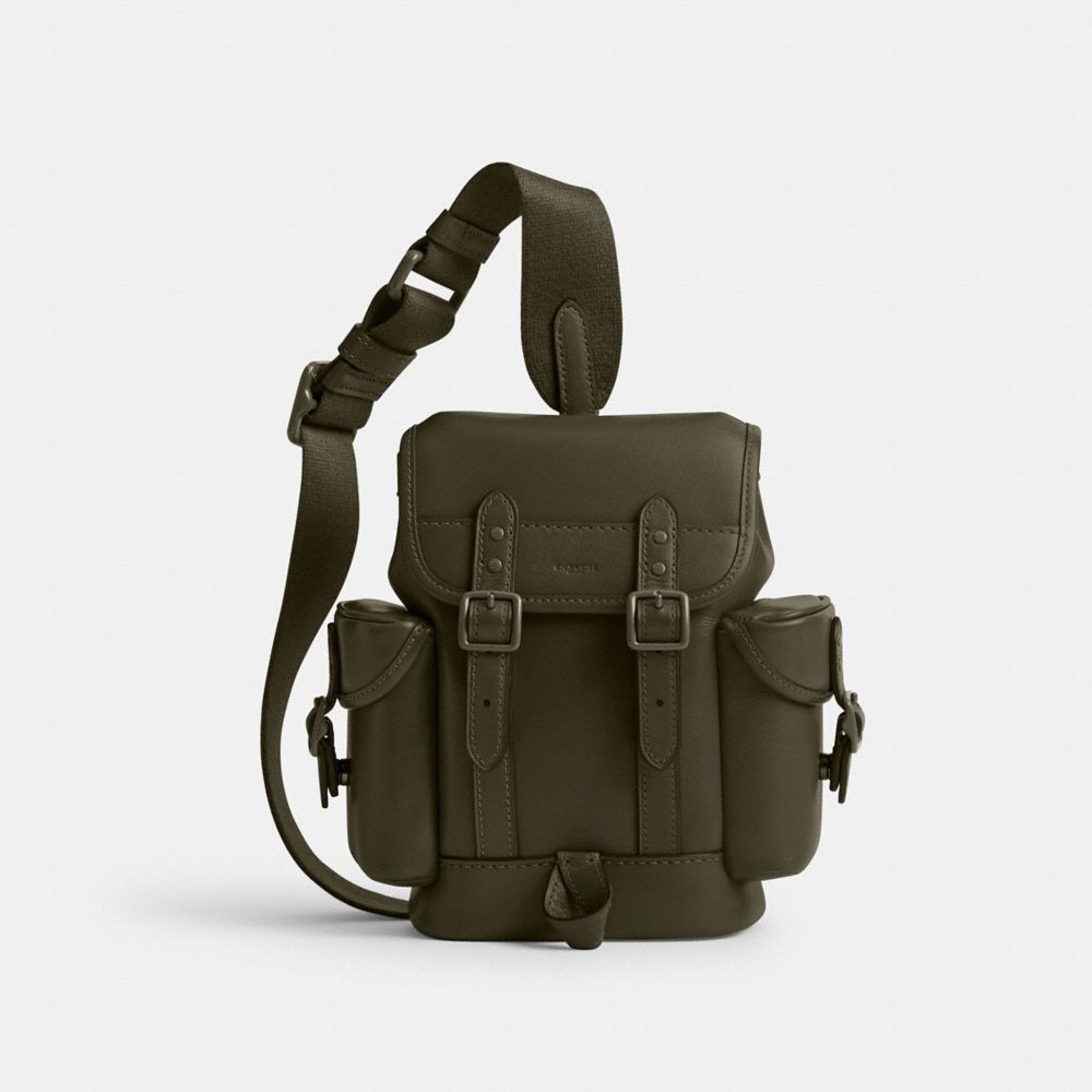 COACH®,SAC À DOS HITCH 13,Vert armée,Front View