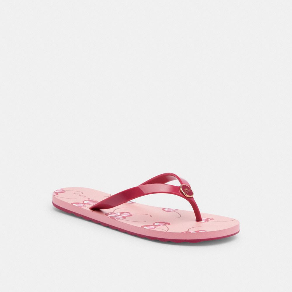 COACH®,ZAYN FLIP FLOP WITH FRUIT PRINT,Rubber,Flower Pink/Bright Violet,Front View