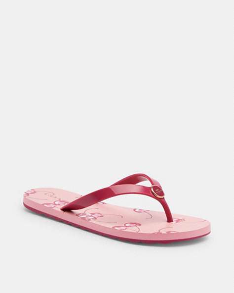 COACH®,ZAYN FLIP FLOP WITH CHERRY PRINT,Rubber,Flower Pink/Bright Violet,Front View