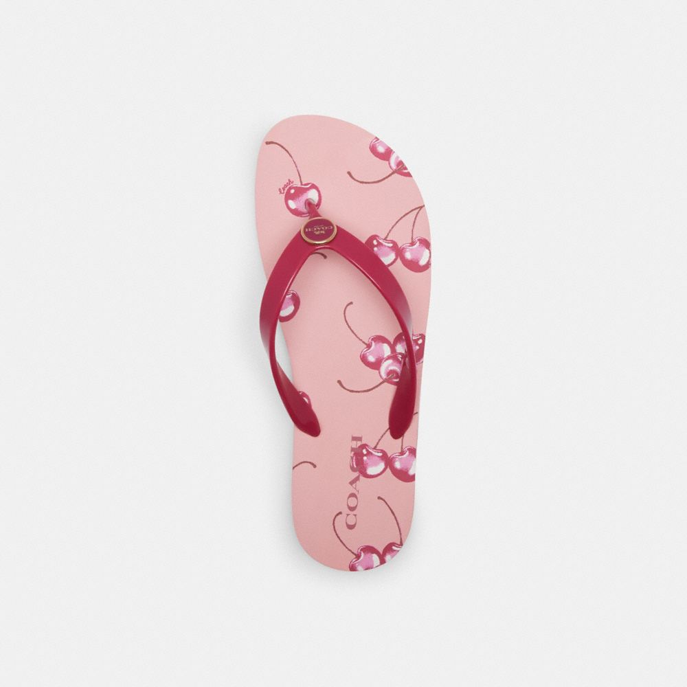 COACH®,ZAYN FLIP FLOP WITH FRUIT PRINT,Flower Pink/Bright Violet,Inside View,Top View