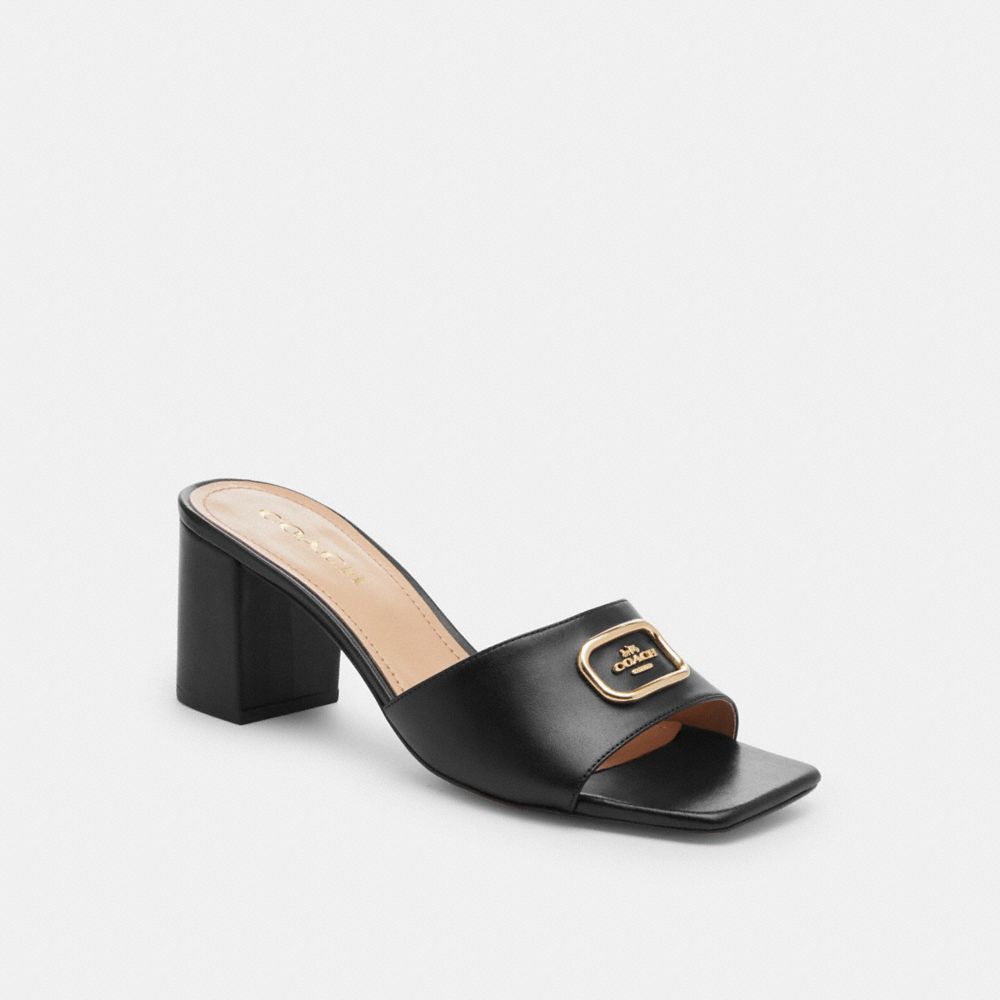 COACH®,NIOMIE SANDAL,Leather,Black,Front View