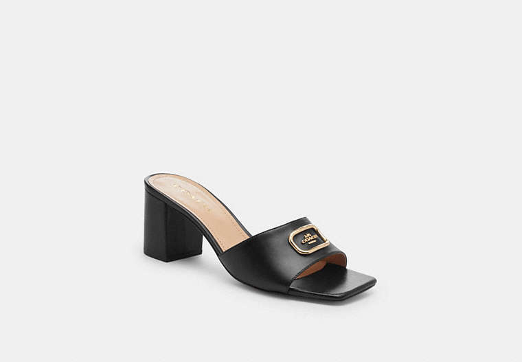 COACH®,NIOMIE SANDAL,Leather,Black,Front View image number 0