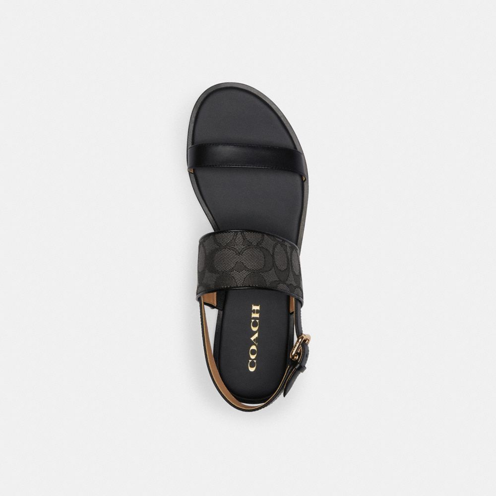 COACH®,Harley Sandal In Signature Jacquard,Leather,Rubber,Sandals,Piping,Logo,Casual,,Inside View,Top View