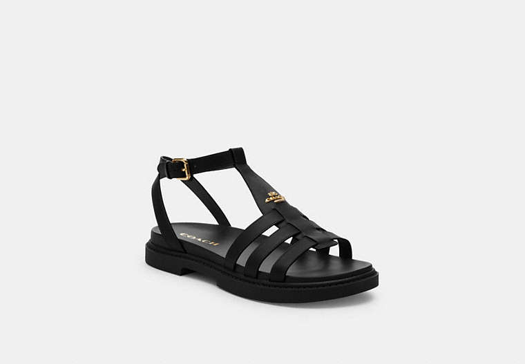 COACH®,FRANNY SANDAL,Leather,Black,Front View image number 0
