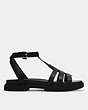COACH®,FRANNY SANDAL,Leather,Black,Angle View
