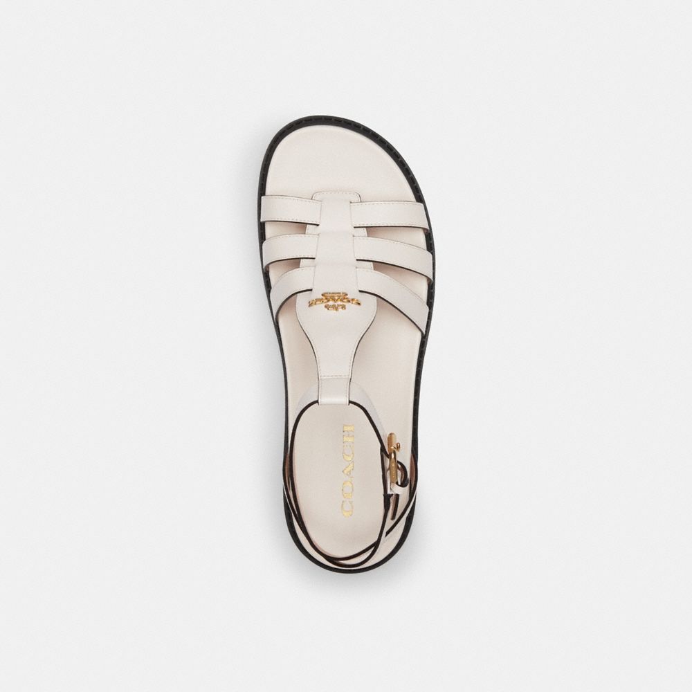 COACH®,FRANNY SANDAL,Leather,Chalk,Inside View,Top View