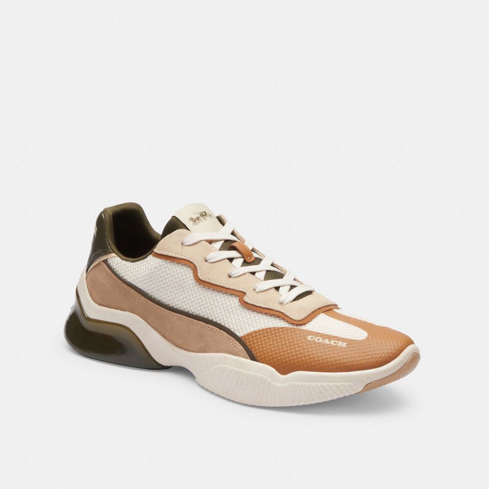 COACH®,RUNNER CITYSOLE,plusieurs matières,Taupe,Front View