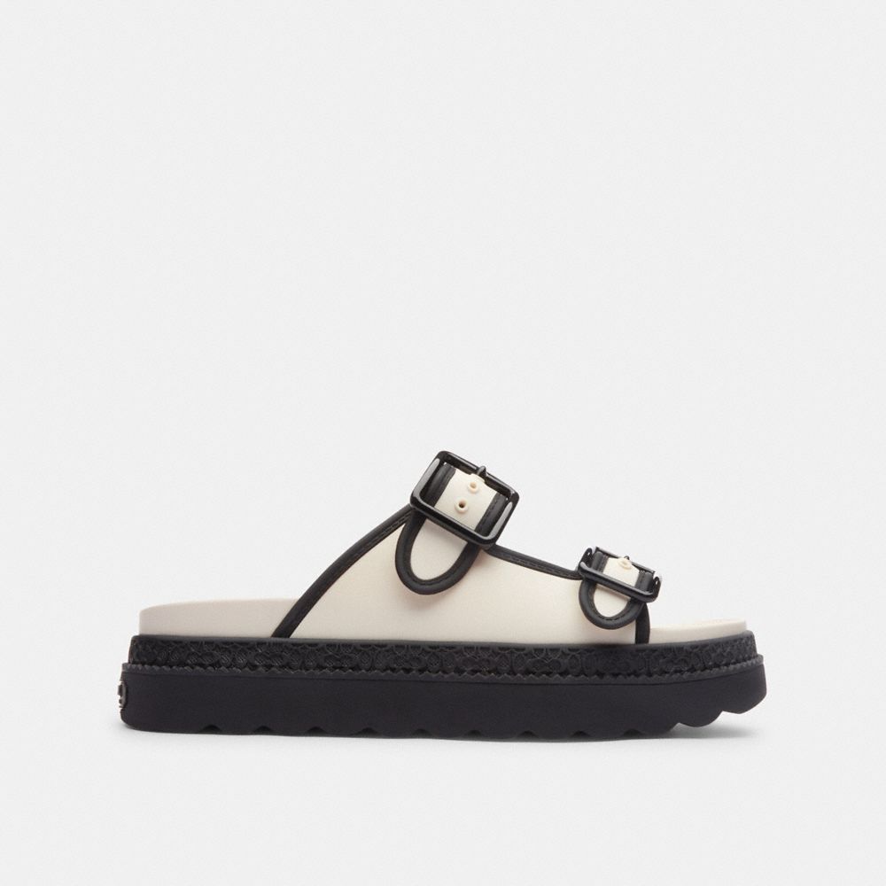 COACH®,LAINEY SANDAL,Chalk/Black,Angle View