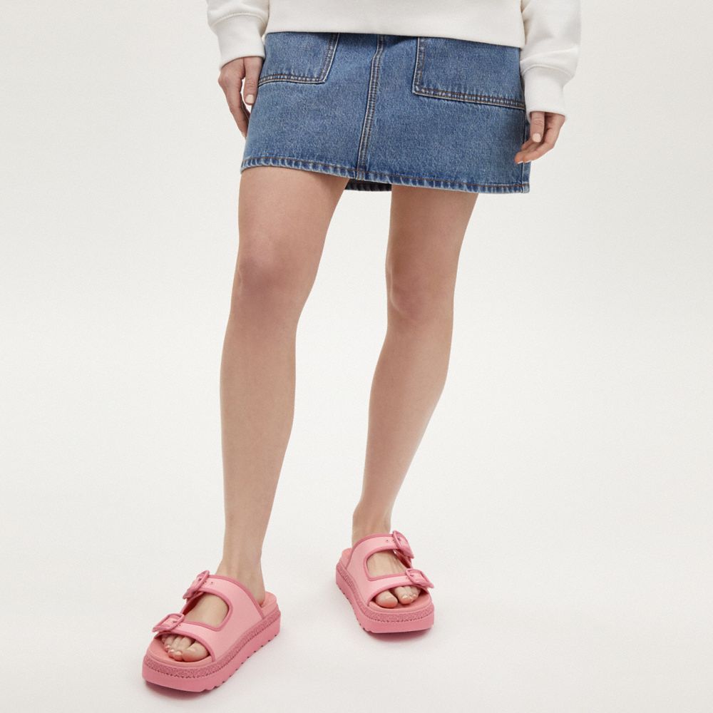 COACH®,Lainey Sandal,EVA,Rubber,Lining Leather,Slides,Belt,Casual,Pink,Detail View