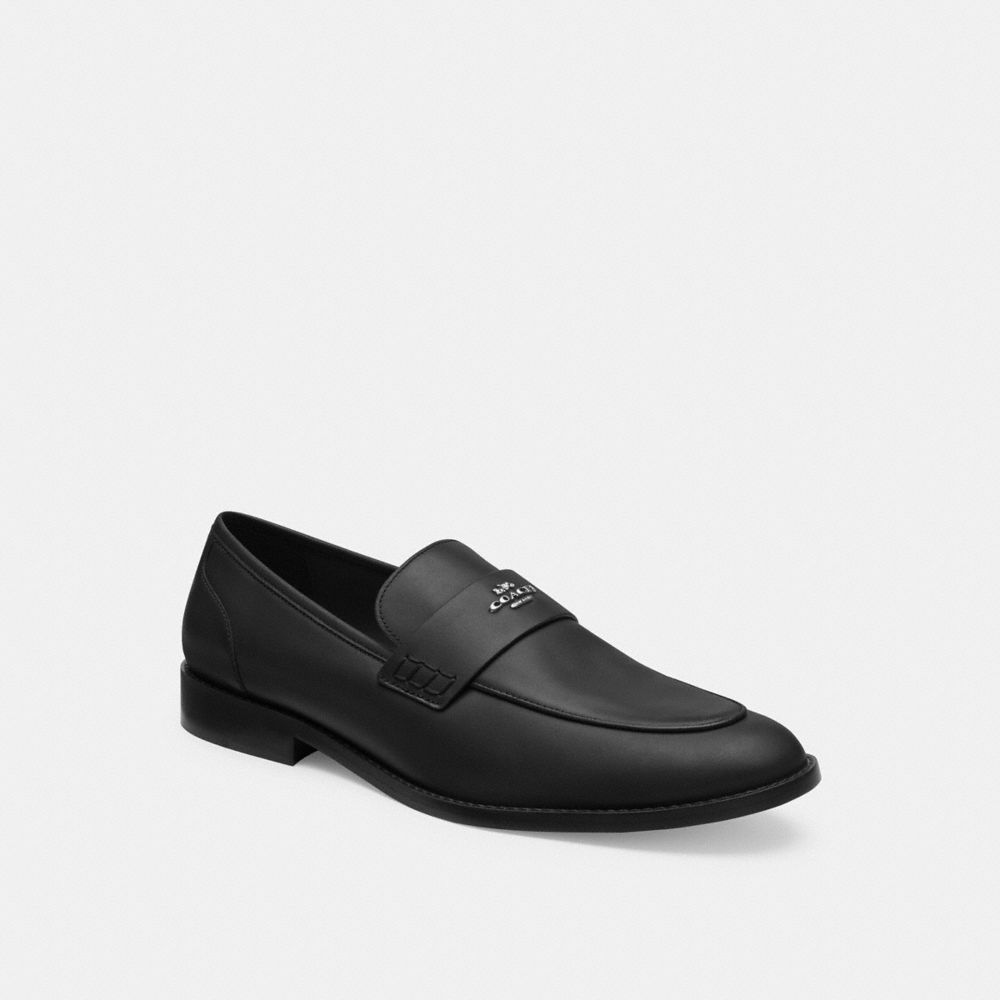 COACH®,DAMIEN LOAFER,burnishedleather,Black,Front View