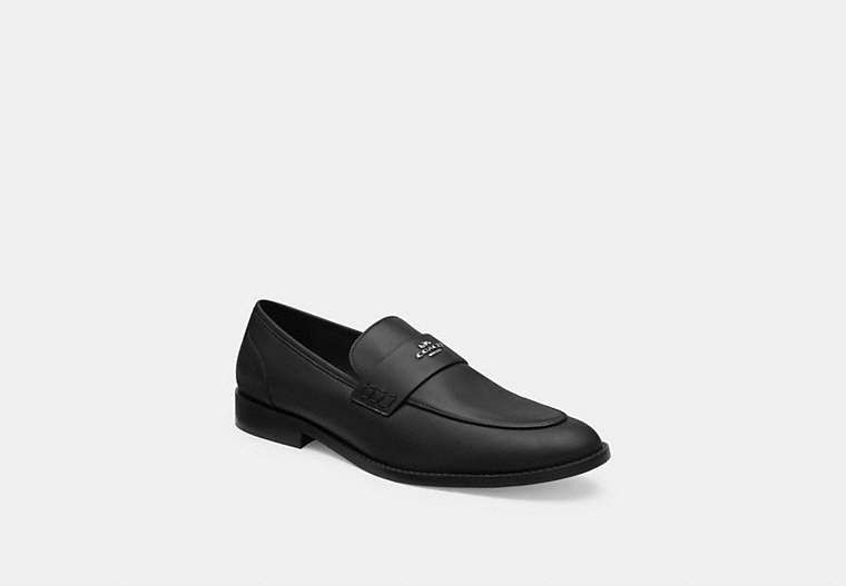 COACH®,DAMIEN LOAFER,burnishedleather,Black,Front View