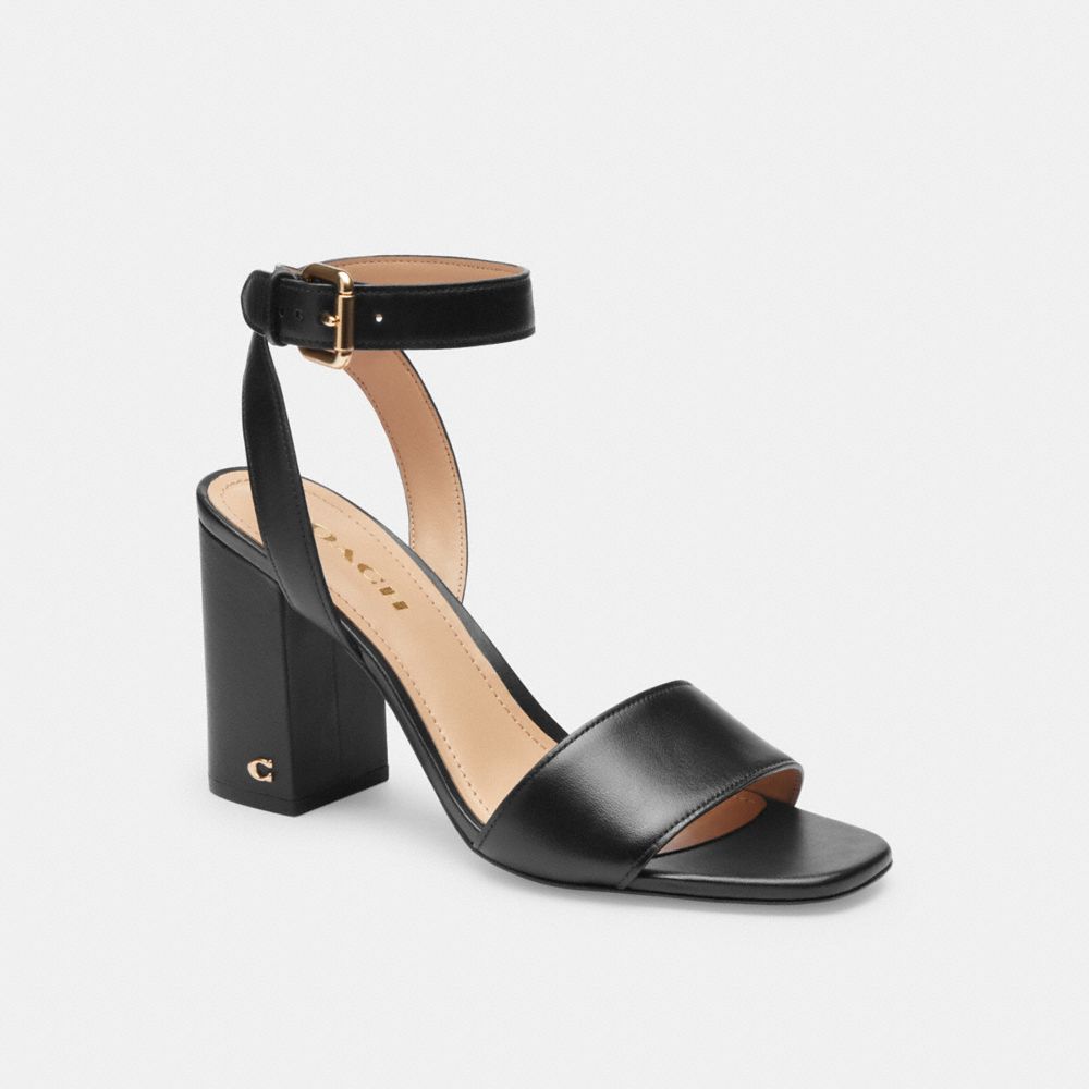 COACH®,SHELBY SANDAL,Black,Front View