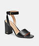 COACH®,SHELBY SANDAL,Leather,Black,Front View