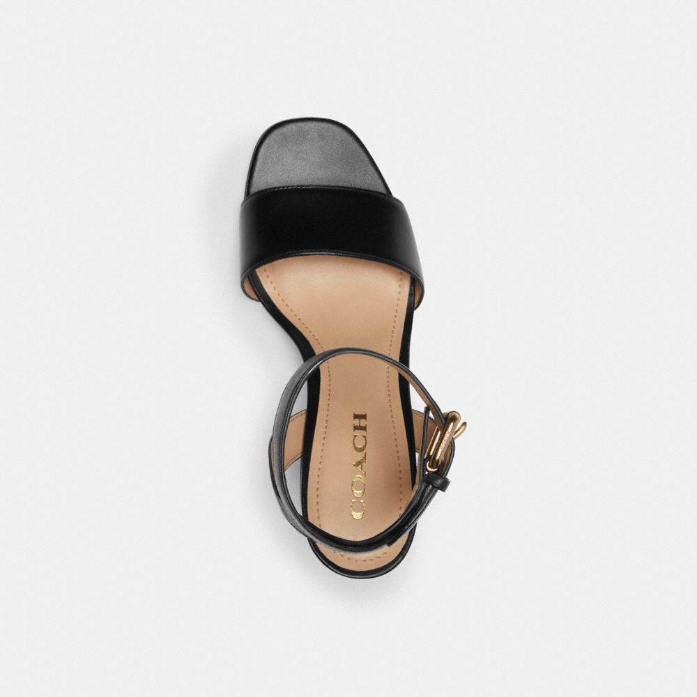 COACH®,SHELBY SANDAL,Leather,Black,Inside View,Top View