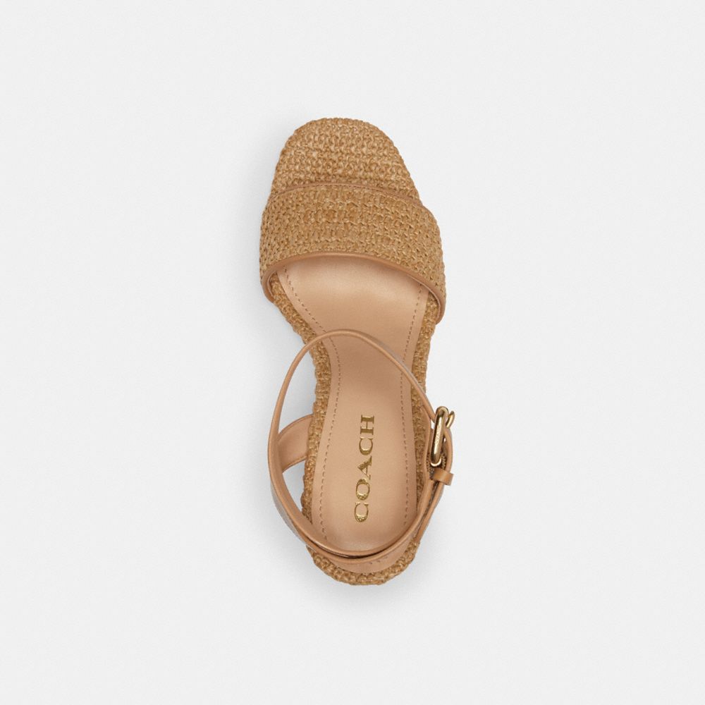 COACH®,SHELBY SANDAL,Natural/Latte,Inside View,Top View