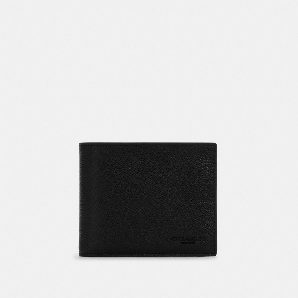 COACH®,3-IN-1 WALLET,Crossgrain Leather,Mini,Black,Front View