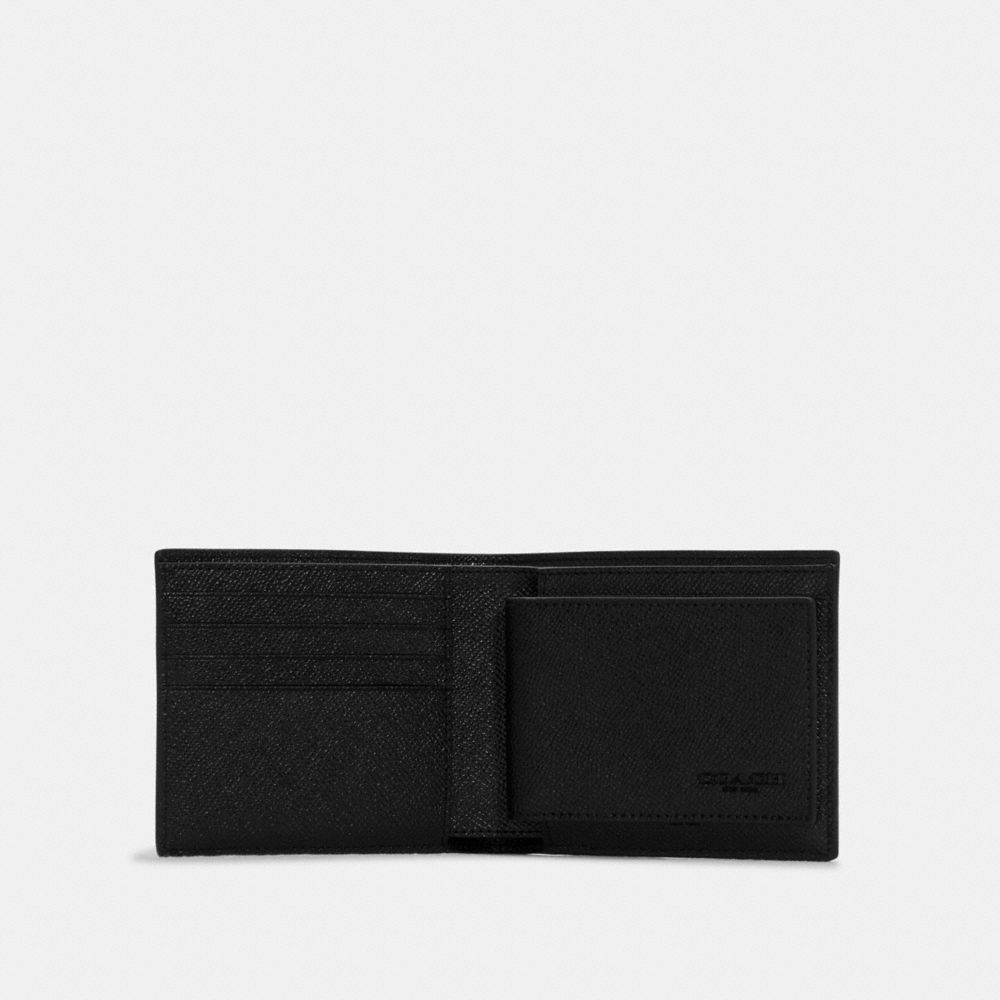 COACH®,3-IN-1 WALLET,Crossgrain Leather,Mini,Black,Inside View,Top View