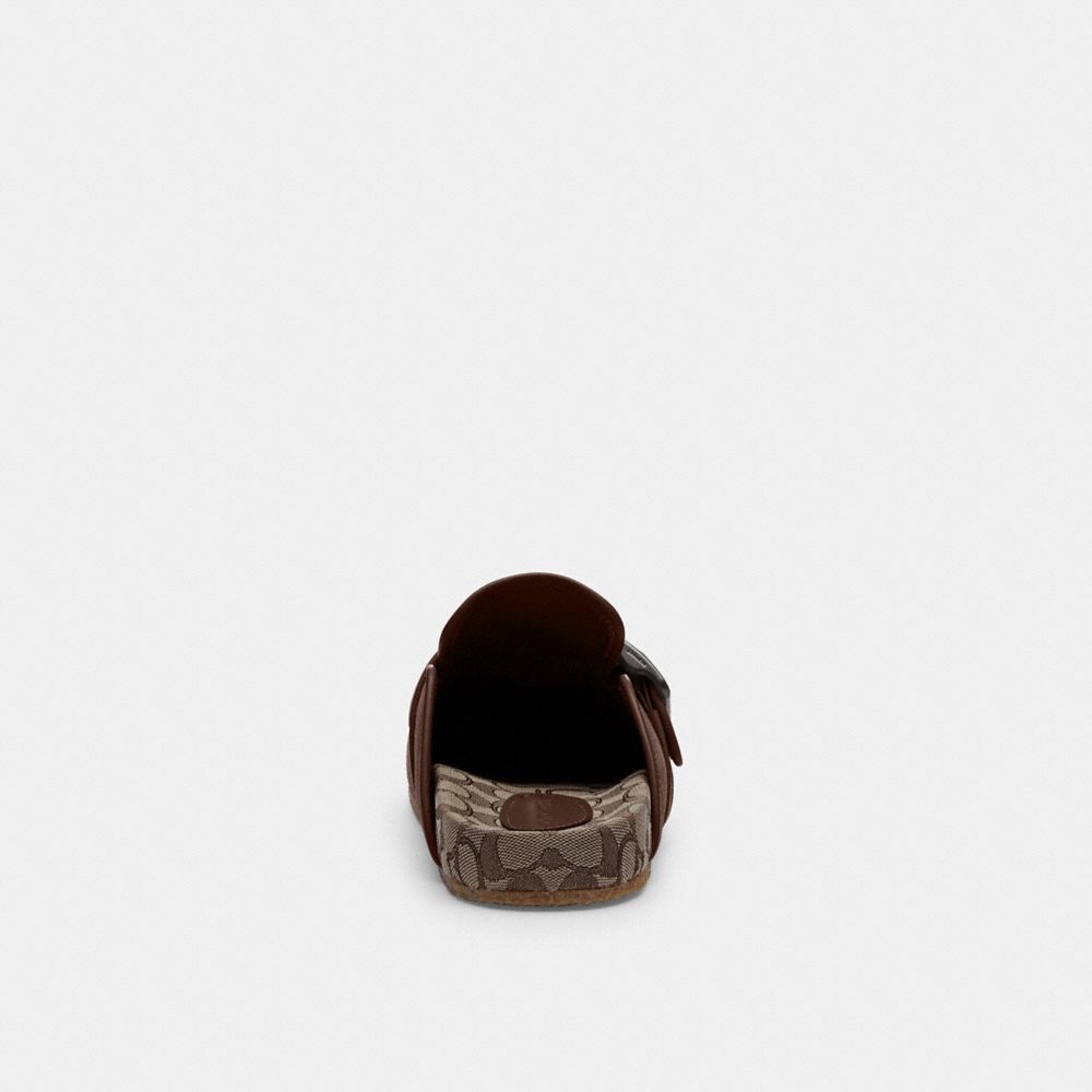 COACH®,Benjamin Clog,Leather,Cotton,Mules,Belt,Leather Embellishment,Casual,Brown,Alternate View