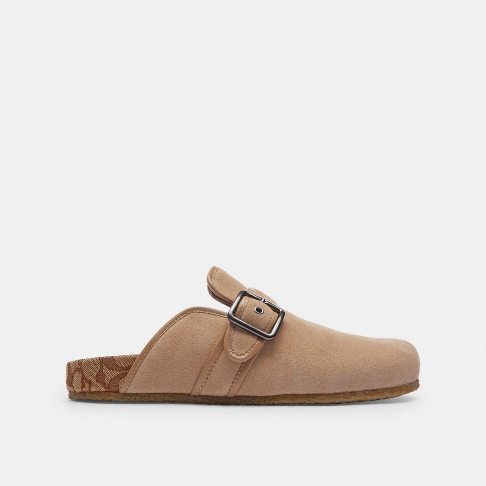 COACH®,BENJAMIN CLOG,Taupe,Angle View