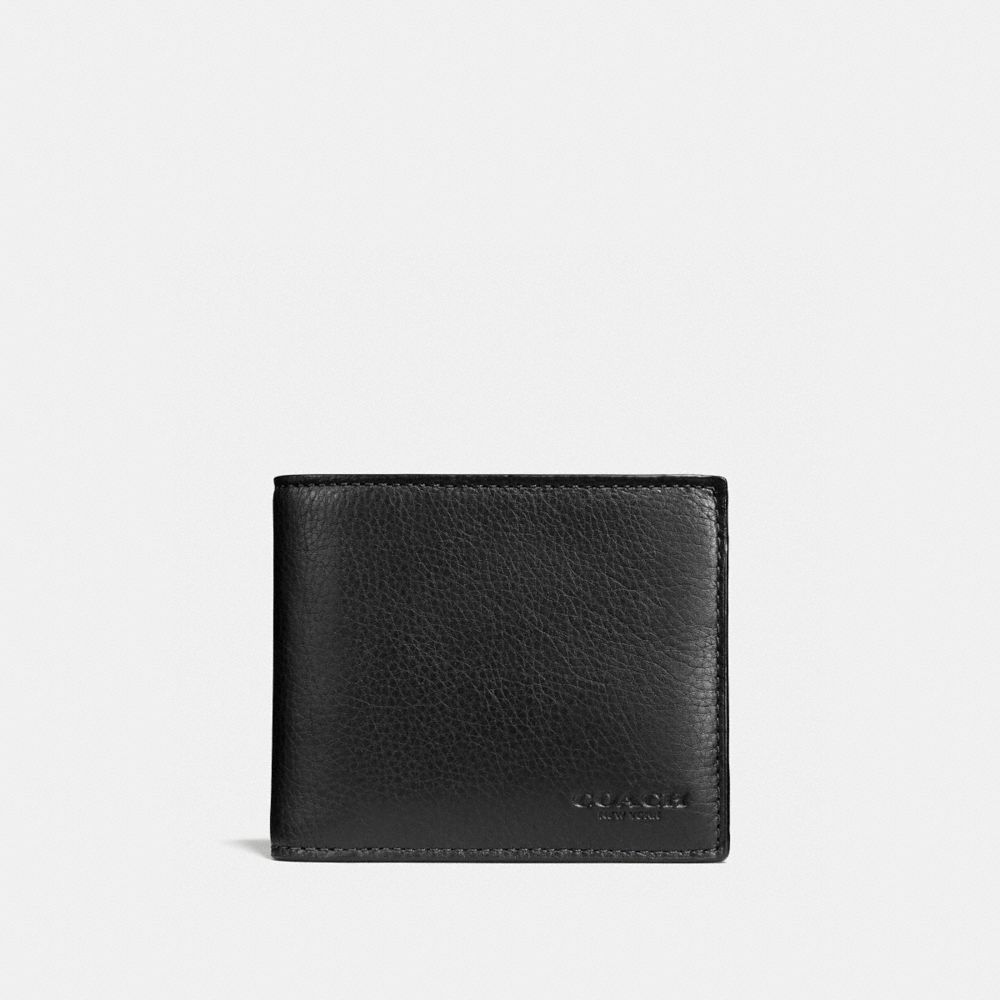 COACH®,PORTEFEUILLE 3 EN 1,Cuir lisse,Noir,Front View