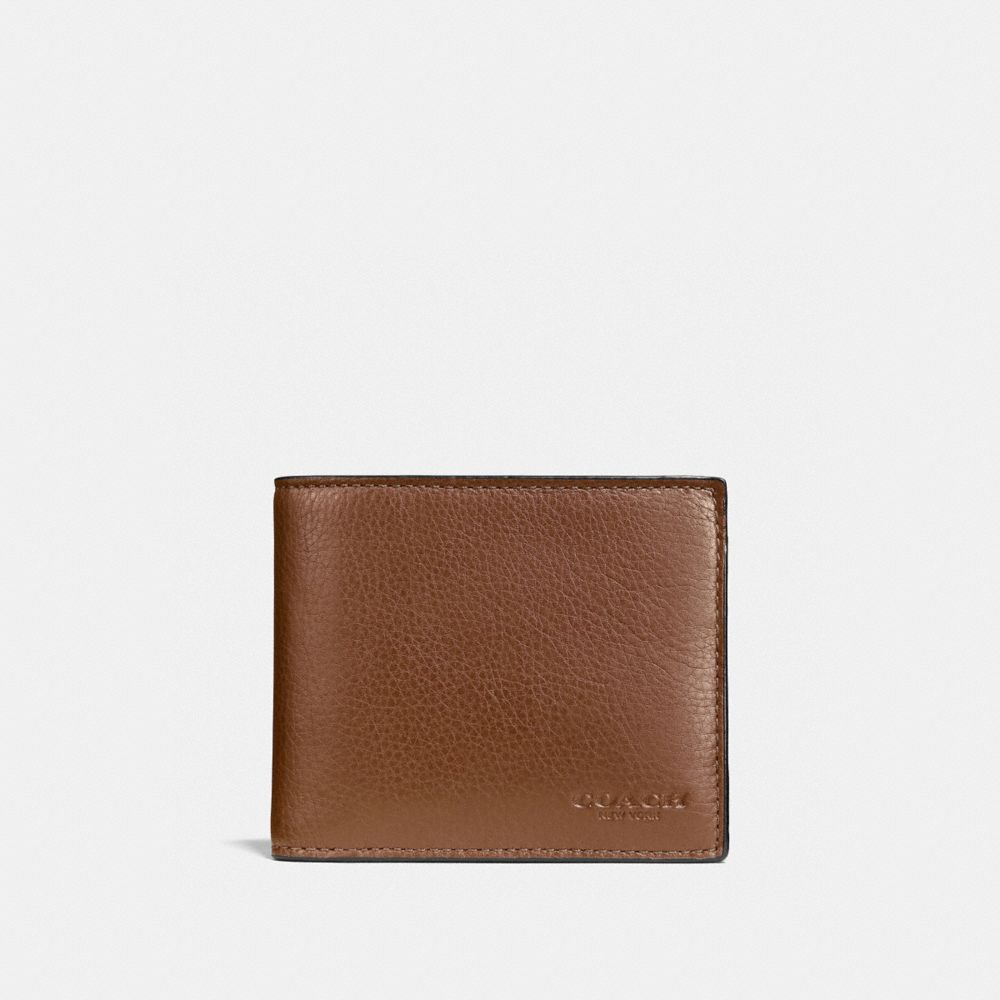 COACH®,3-IN-1 WALLET,Leather,Mini,Dark Saddle,Front View