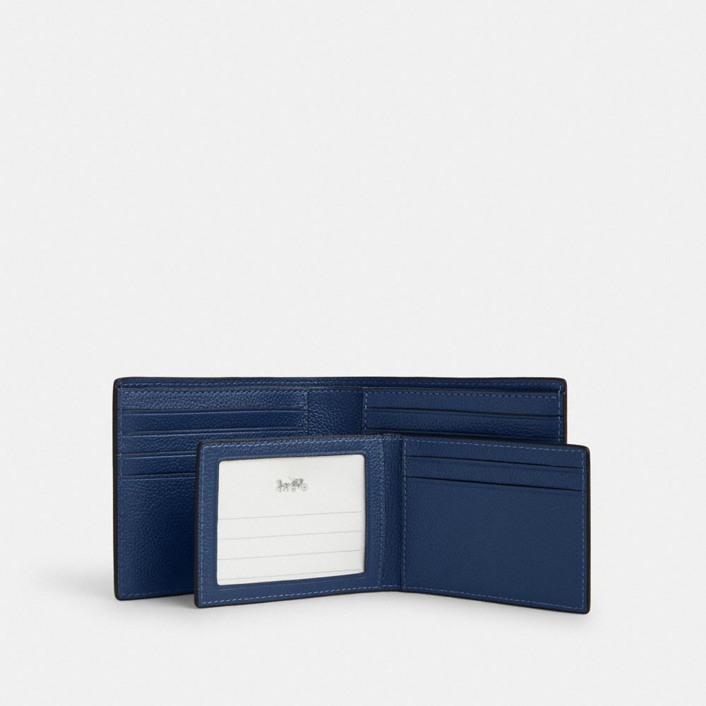 COACH®,3 In 1 Wallet,Leather,Bi Fold,Casual,Navy,Interior View