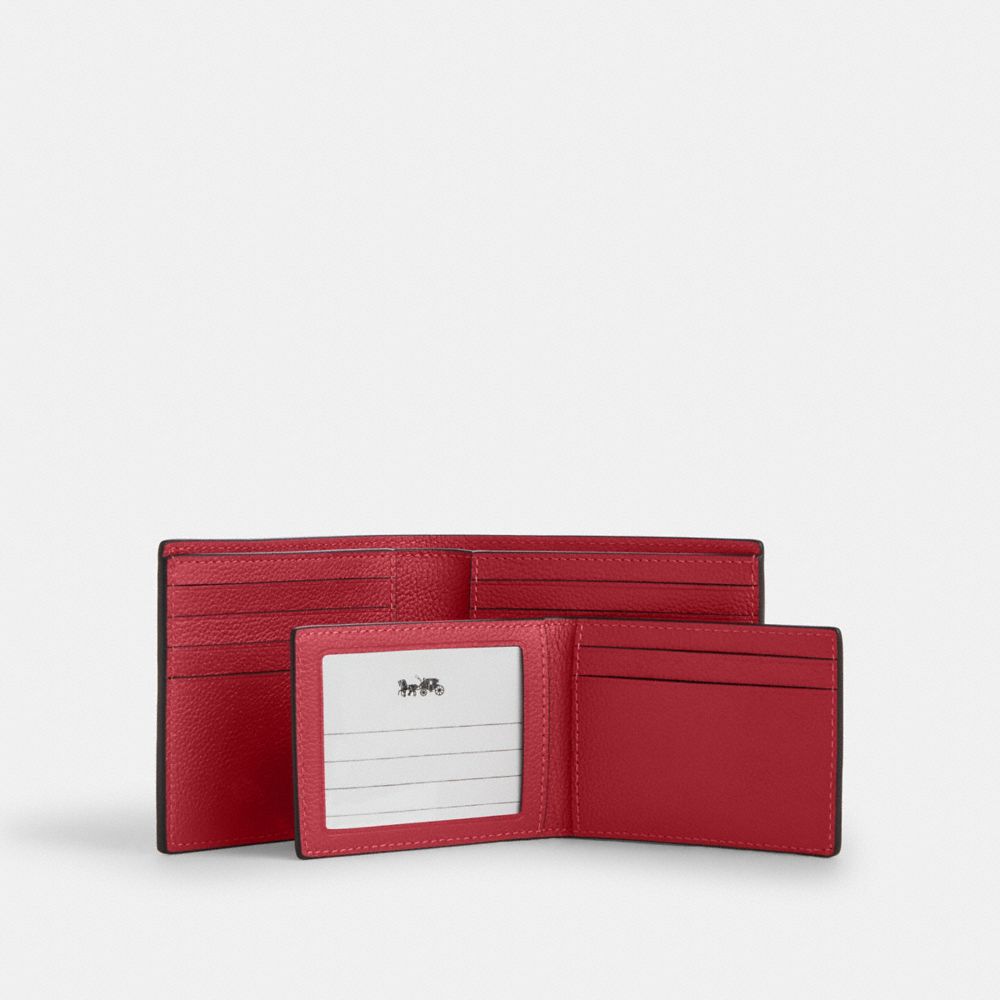 COACH®,3-In-1 Wallet,Leather,Bi Fold,Casual,Maroon,Interior View