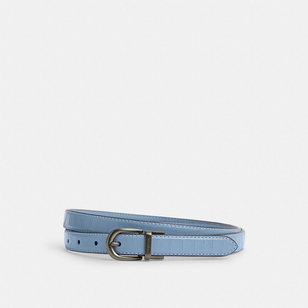 COACH®,CLASSIC BUCKLE CUT-TO-SIZE REVERSIBLE BELT, 18MM,Gunmetal/Cornflower,Front View