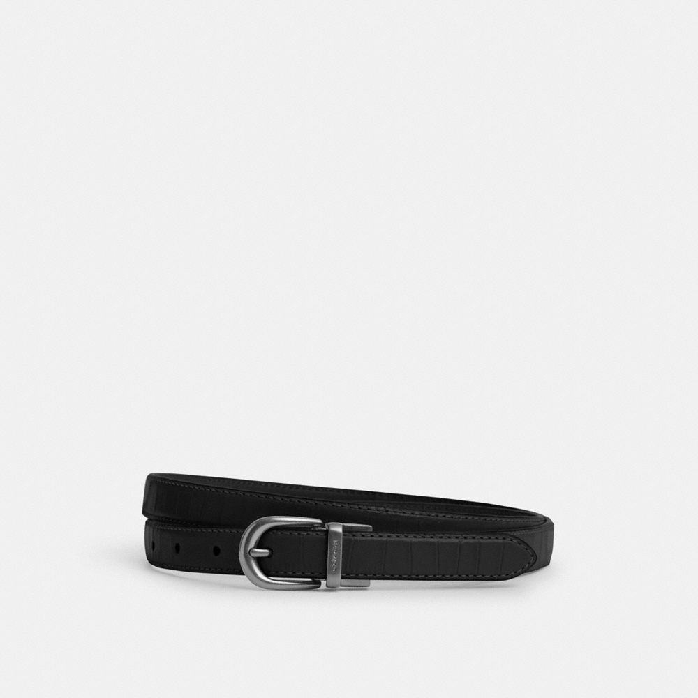 COACH®,CLASSIC BUCKLE CUT-TO-SIZE REVERSIBLE BELT, 18MM,Silver/Black,Front View