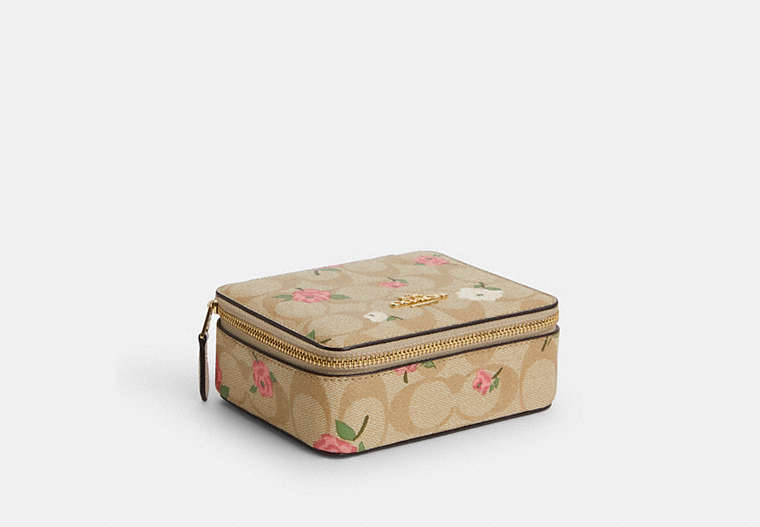Coach Outlet Large Jewelry Box In Signature Canvas With Floral Print In Multi
