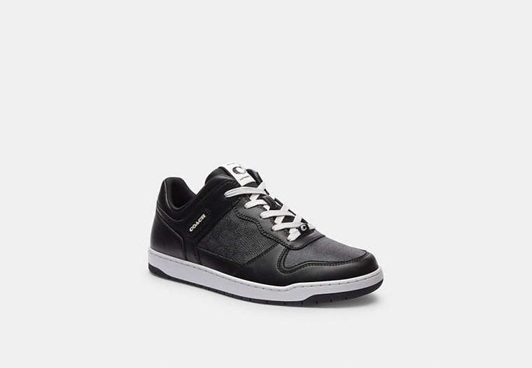COACH®,C201 SNEAKER IN SIGNATURE CANVAS,Black,Front View