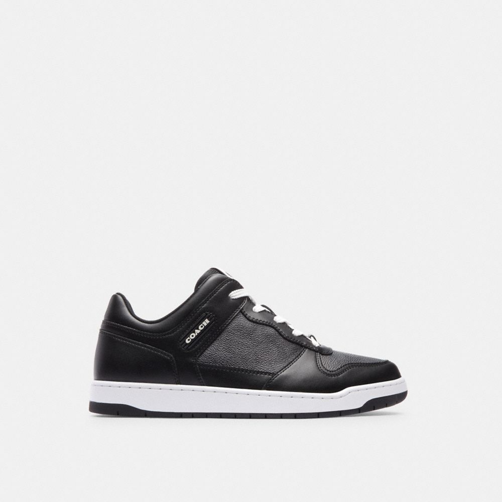 COACH®,C201 SNEAKER IN SIGNATURE CANVAS,Signature Coated Canvas,Black,Angle View